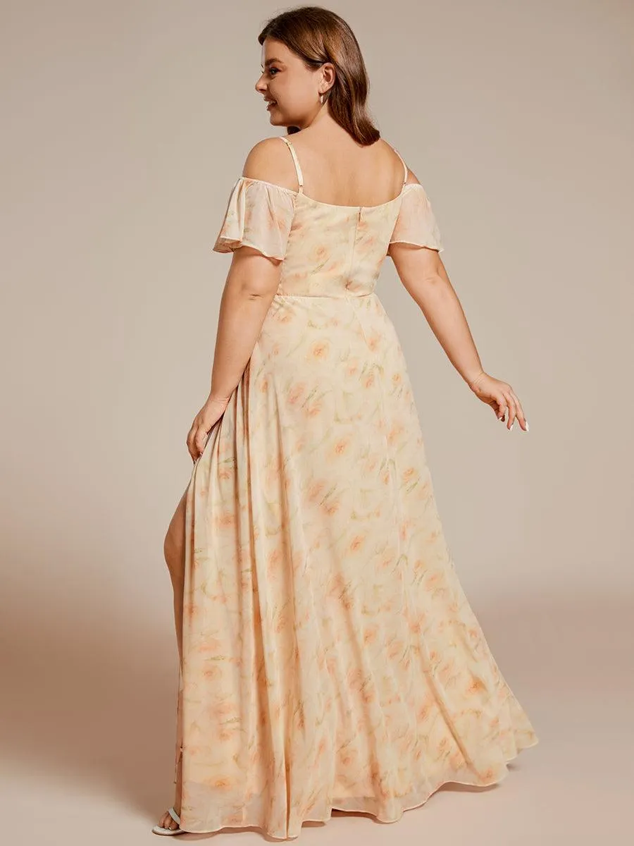 Robe demoiselle d'honneur à épaules dénudées et encolure en V Grande taille fente latérale