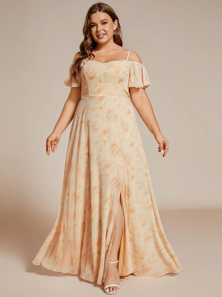 Robe demoiselle d'honneur à épaules dénudées et encolure en V Grande taille fente latérale