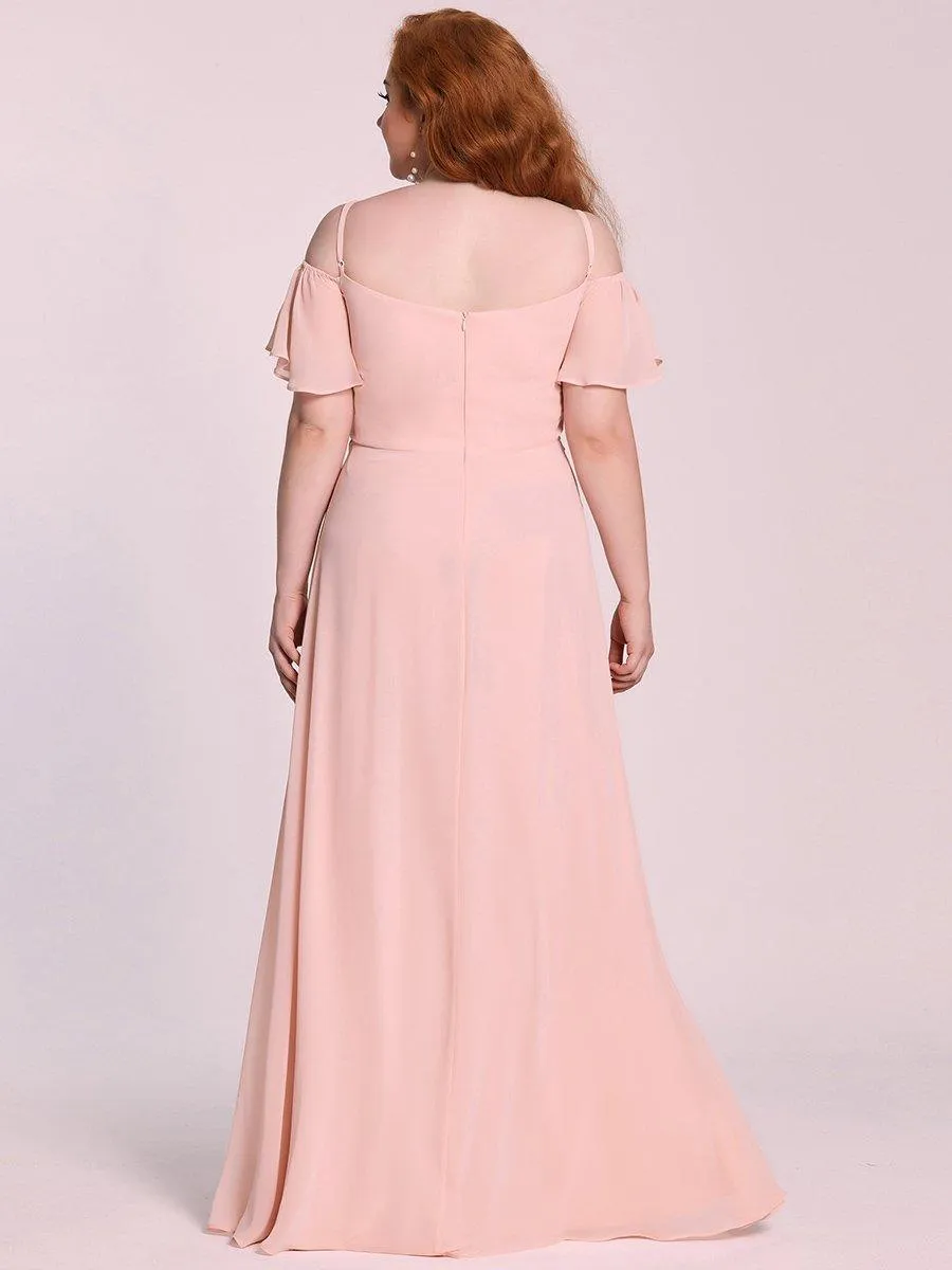 Robe demoiselle d'honneur à épaules dénudées et encolure en V Grande taille fente latérale