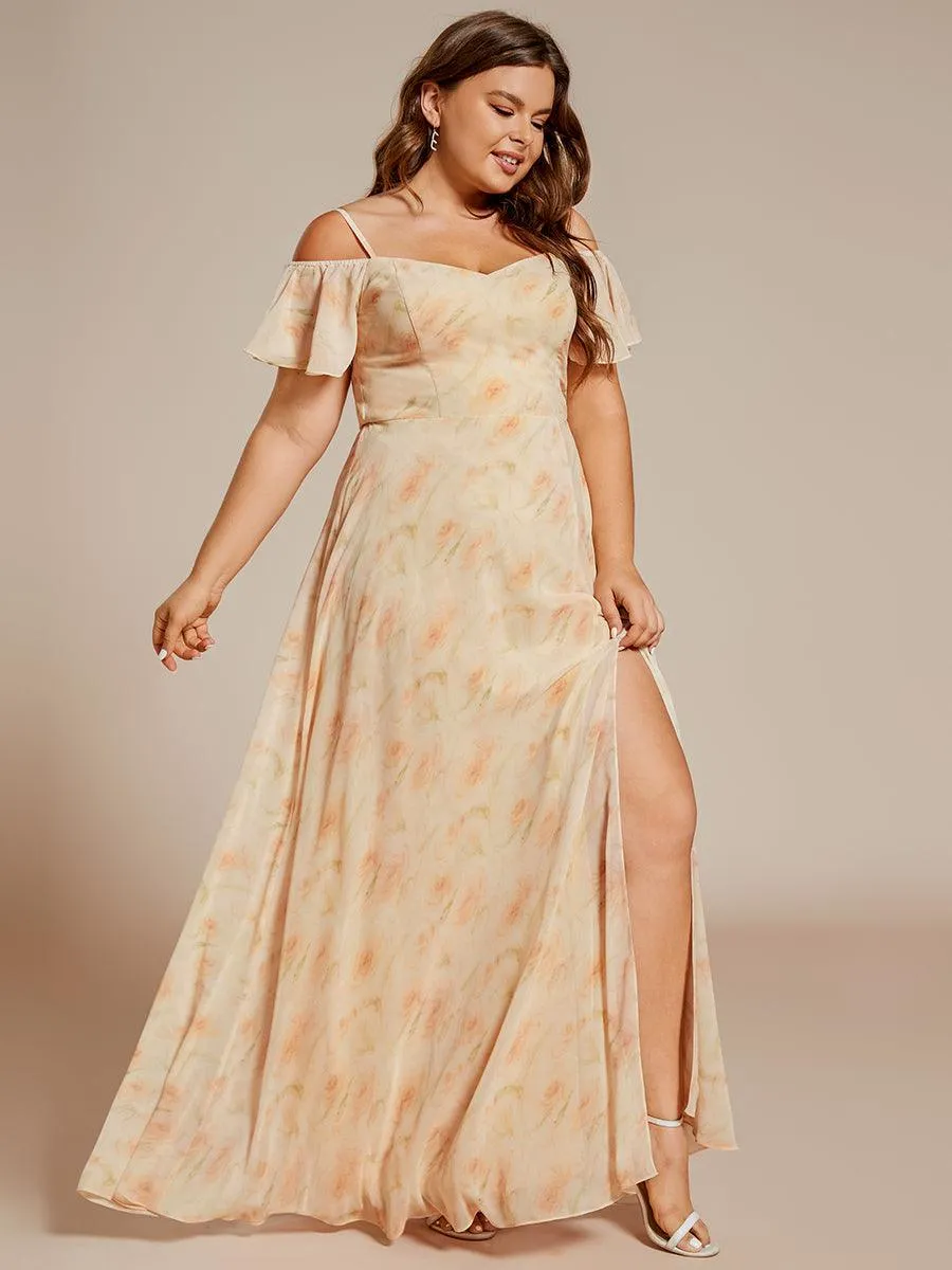 Robe demoiselle d'honneur à épaules dénudées et encolure en V Grande taille fente latérale