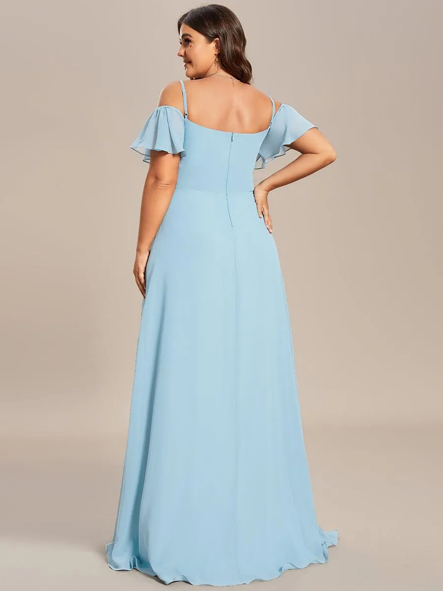 Robe demoiselle d'honneur à épaules dénudées et encolure en V Grande taille fente latérale