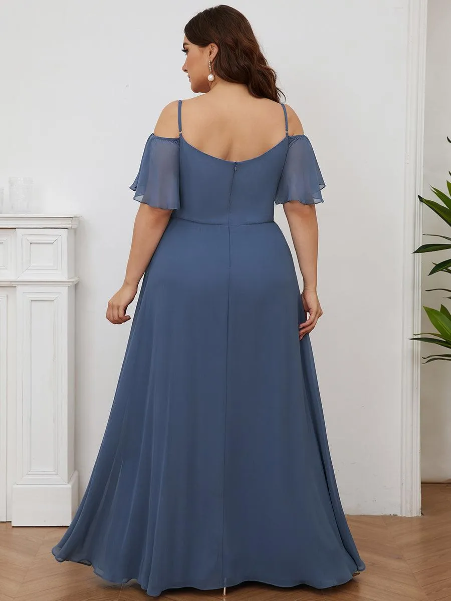 Robe demoiselle d'honneur à épaules dénudées et encolure en V Grande taille fente latérale