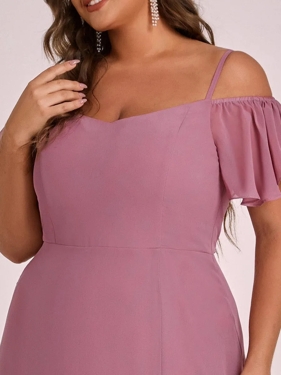 Robe demoiselle d'honneur à épaules dénudées et encolure en V Grande taille fente latérale
