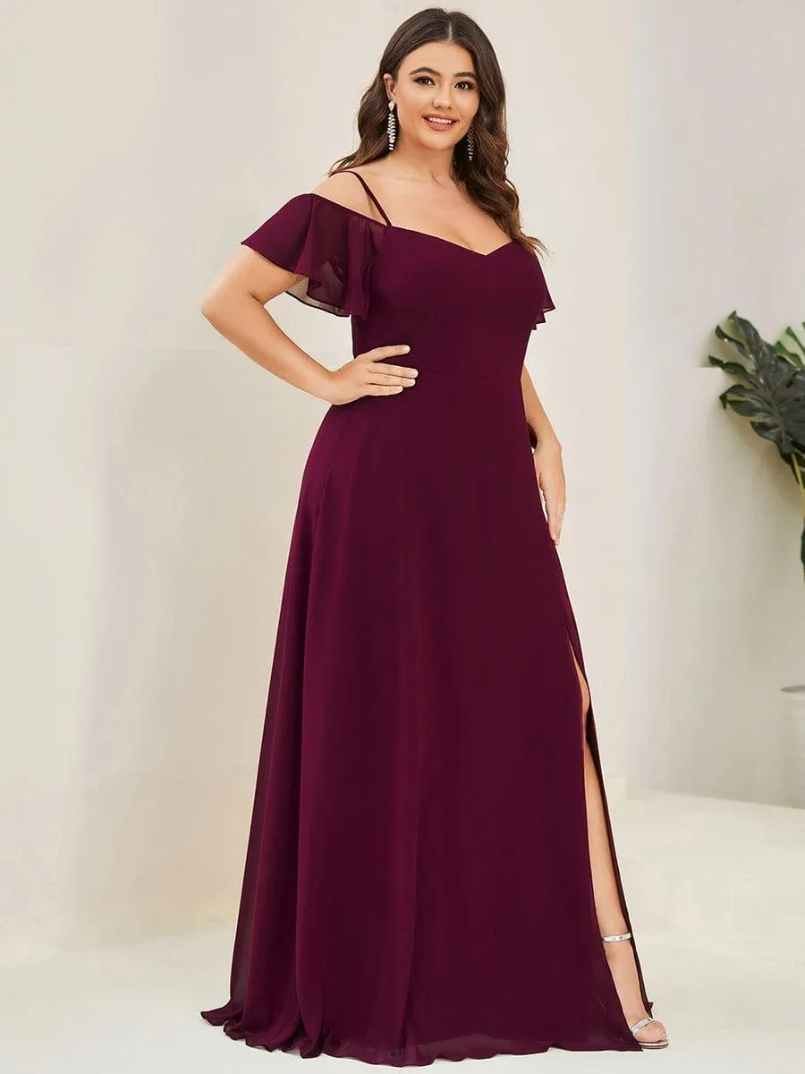 Robe demoiselle d'honneur à épaules dénudées et encolure en V Grande taille fente latérale