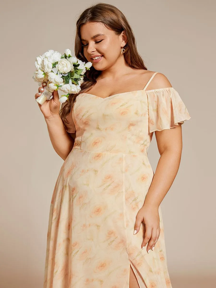 Robe demoiselle d'honneur à épaules dénudées et encolure en V Grande taille fente latérale