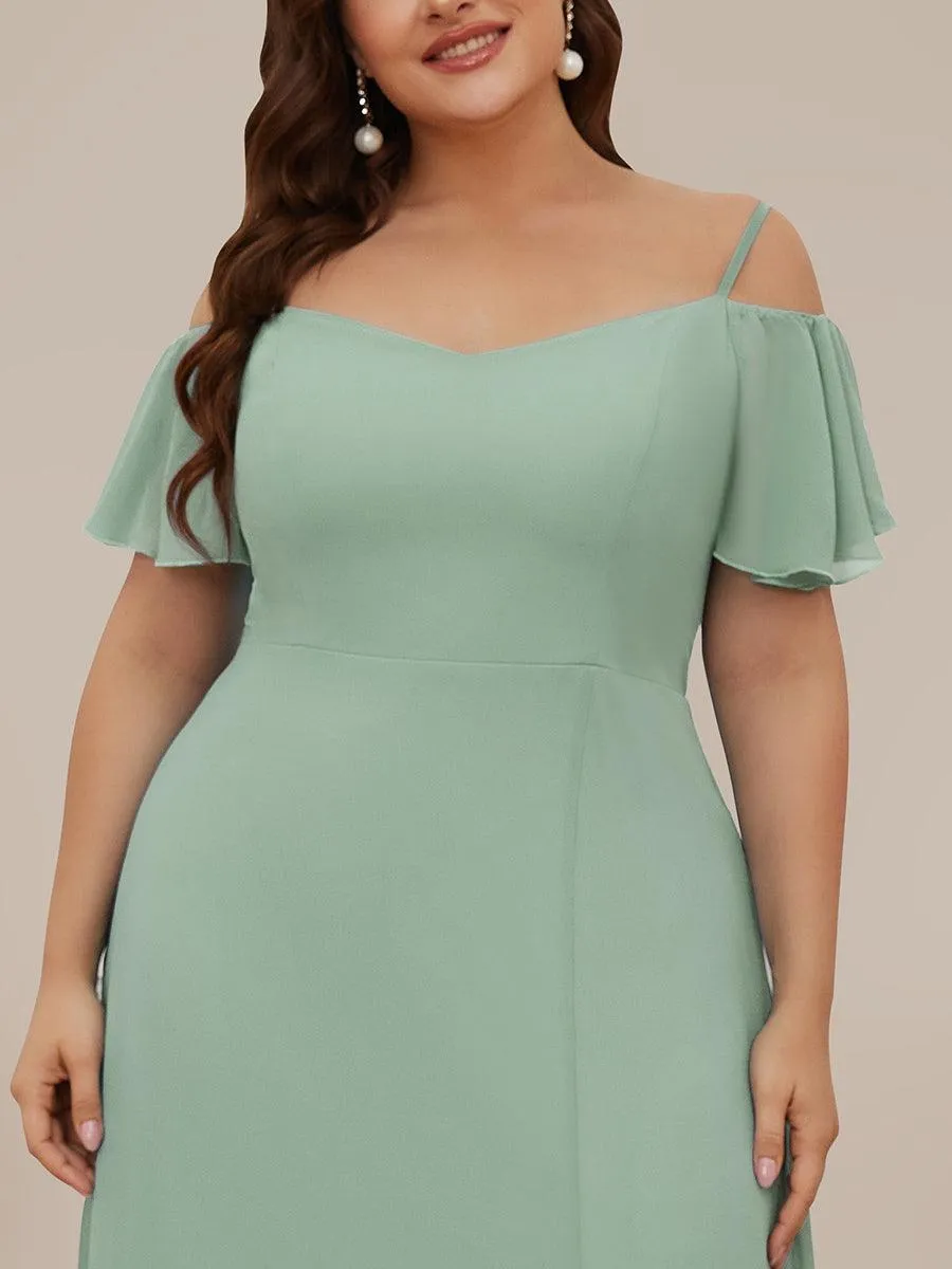 Robe demoiselle d'honneur à épaules dénudées et encolure en V Grande taille fente latérale