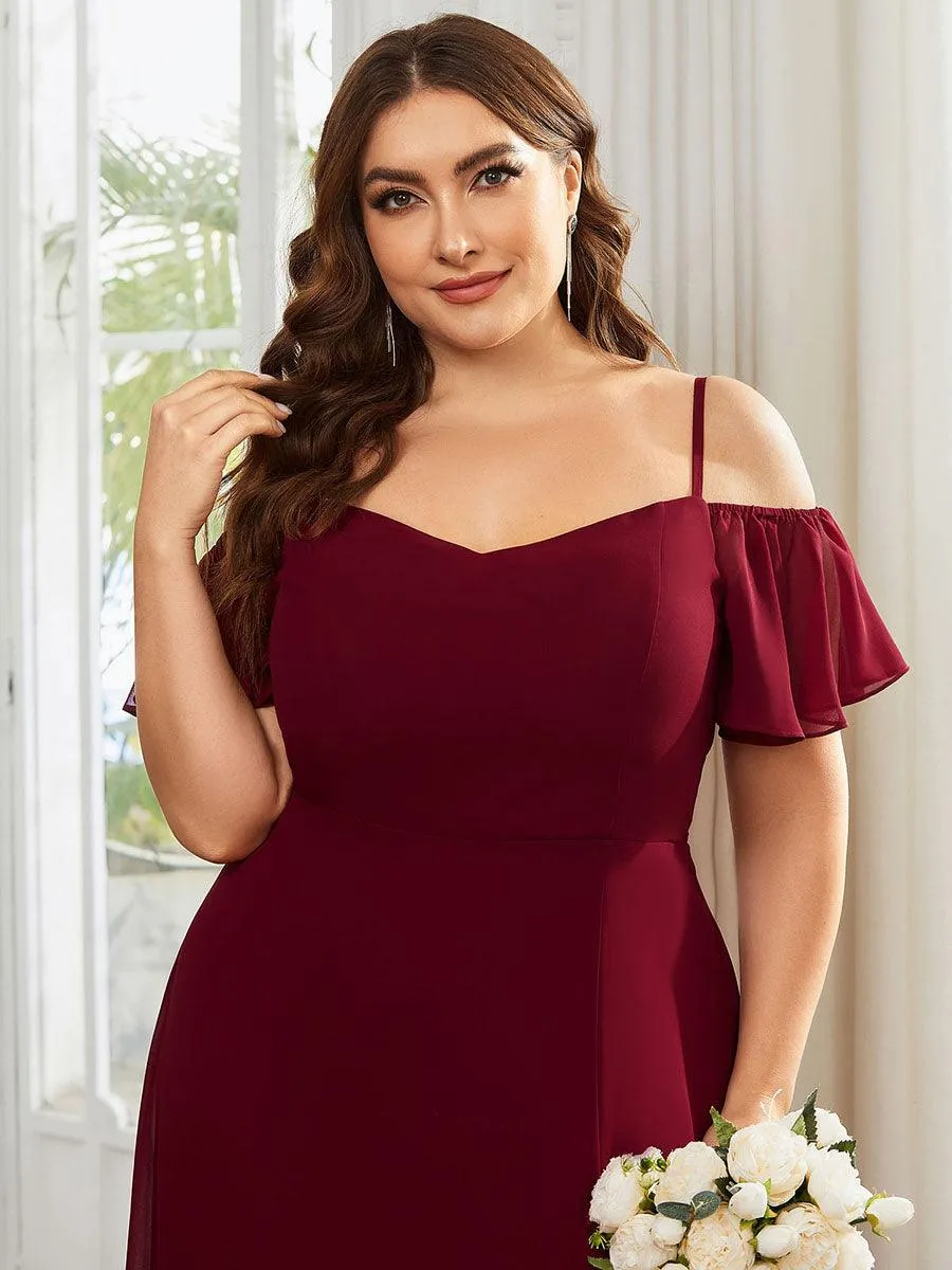 Robe demoiselle d'honneur à épaules dénudées et encolure en V Grande taille fente latérale