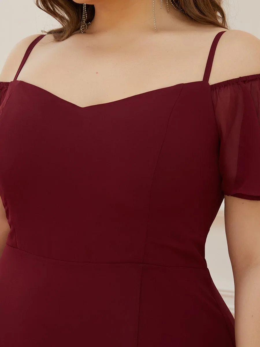 Robe demoiselle d'honneur à épaules dénudées et encolure en V Grande taille fente latérale
