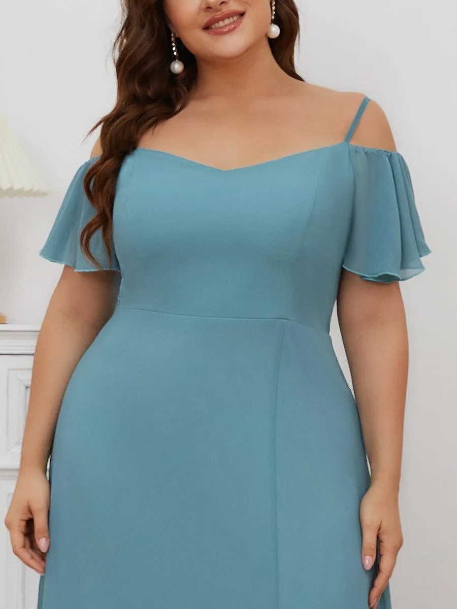 Robe demoiselle d'honneur à épaules dénudées et encolure en V Grande taille fente latérale