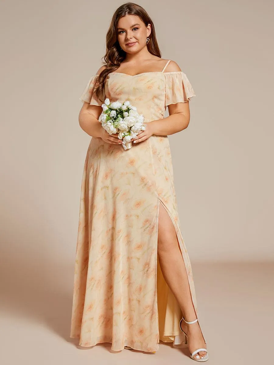 Robe demoiselle d'honneur à épaules dénudées et encolure en V Grande taille fente latérale