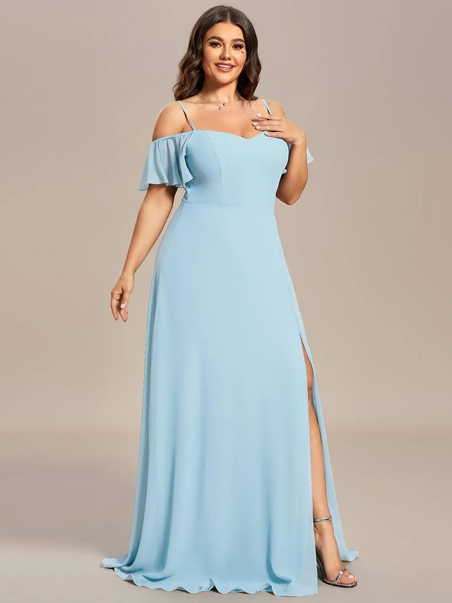 Robe demoiselle d'honneur à épaules dénudées et encolure en V Grande taille fente latérale