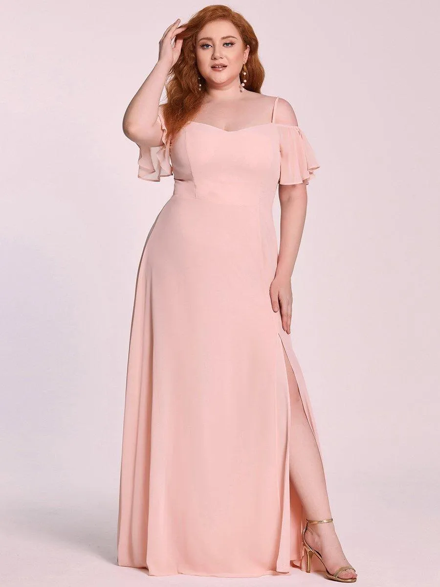 Robe demoiselle d'honneur à épaules dénudées et encolure en V Grande taille fente latérale