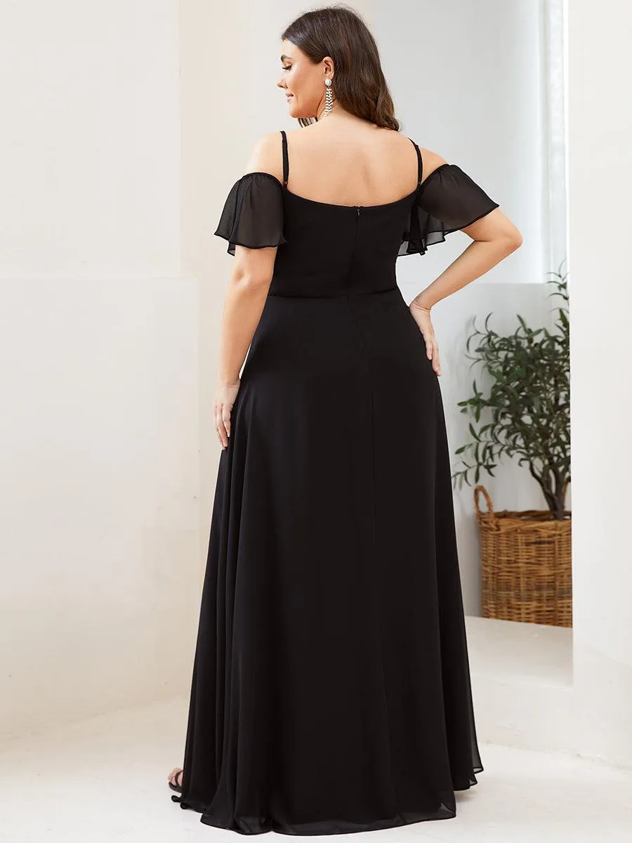 Robe demoiselle d'honneur à épaules dénudées et encolure en V Grande taille fente latérale