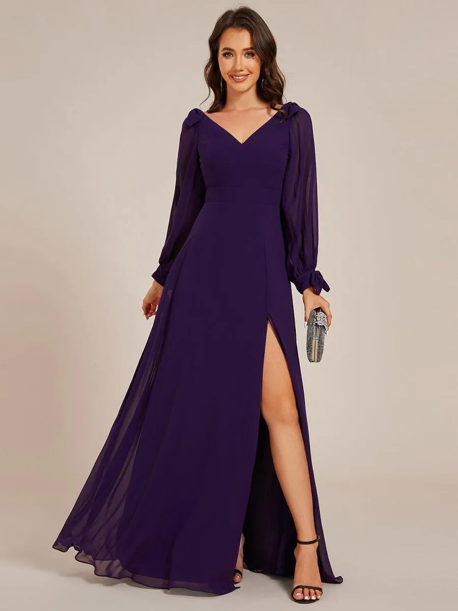 Robe invitée mariage à manches fendues et dos nu