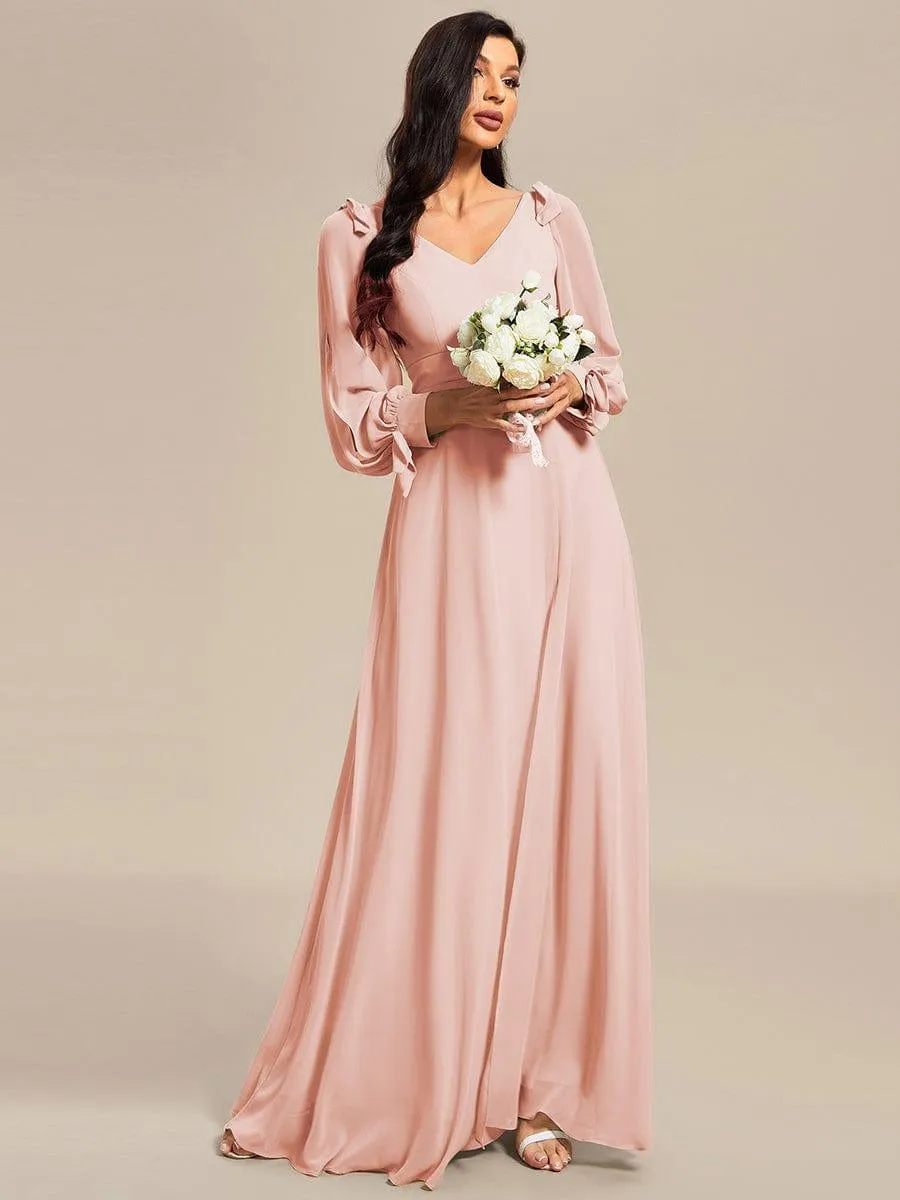 Robe invitée mariage à manches fendues et dos nu