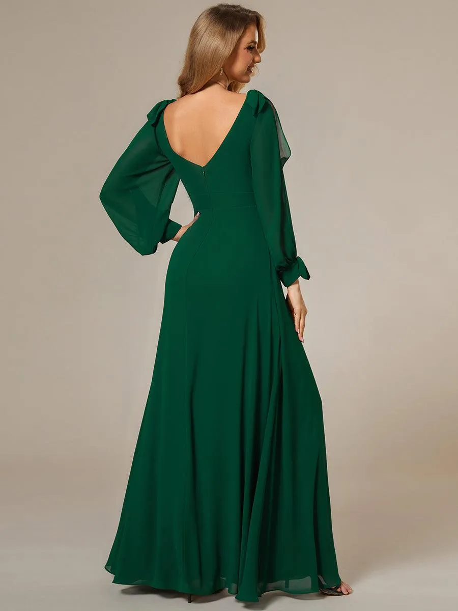 Robe invitée mariage à manches fendues et dos nu