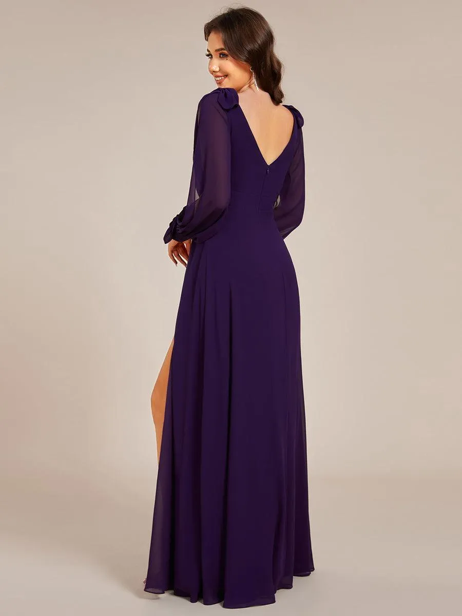 Robe invitée mariage à manches fendues et dos nu