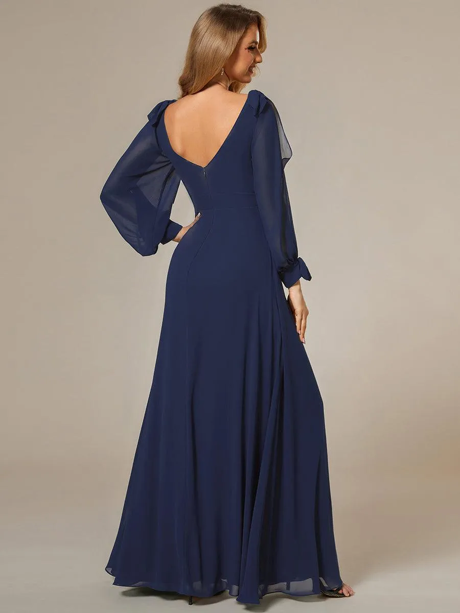 Robe invitée mariage à manches fendues et dos nu
