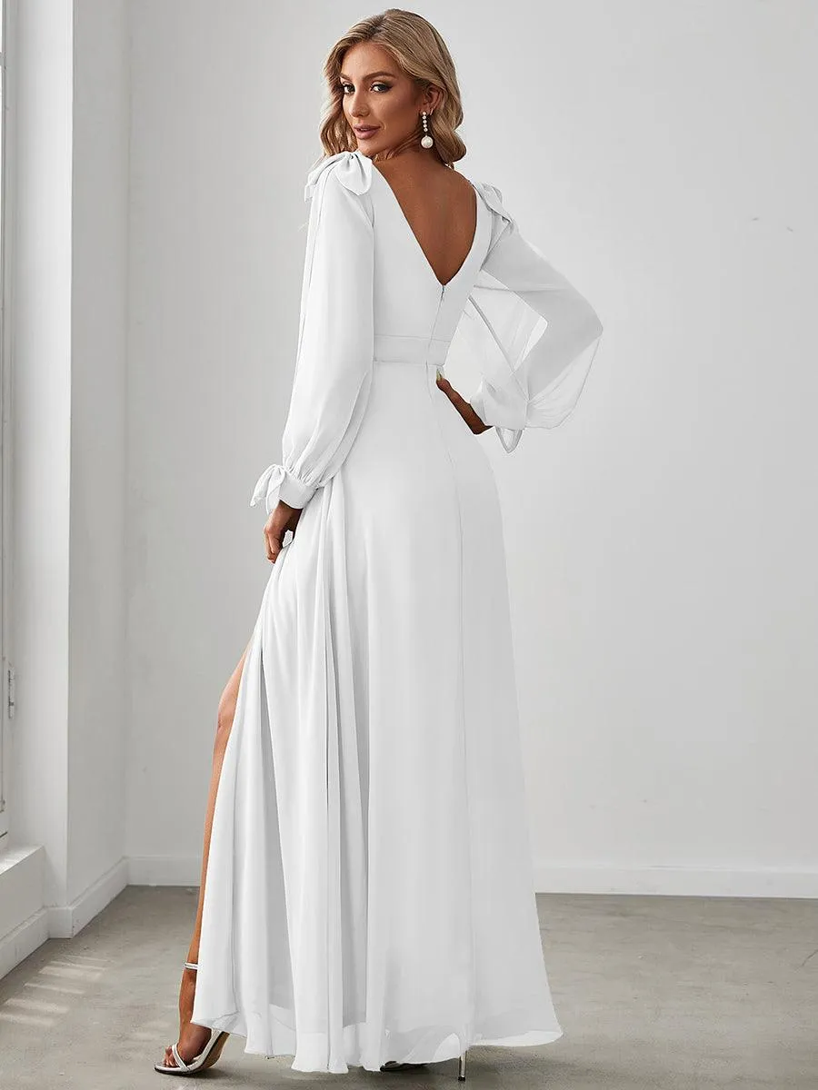 Robe invitée mariage à manches fendues et dos nu