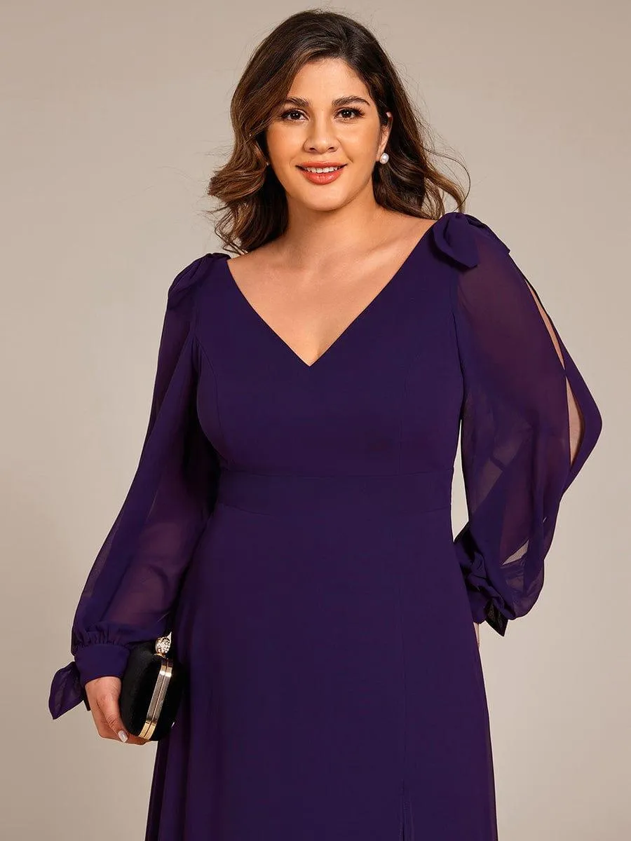 Robe invitée mariage à manches fendues et dos nu