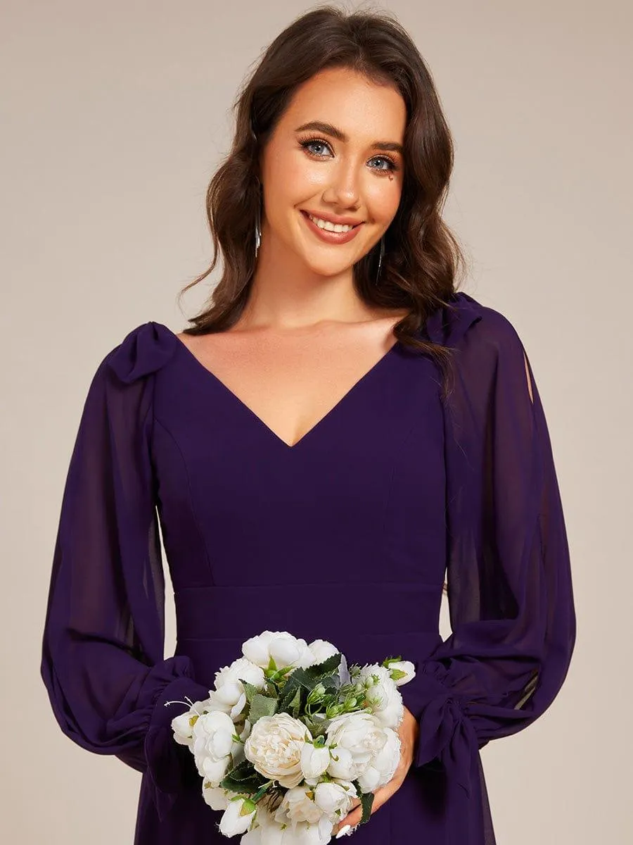 Robe invitée mariage à manches fendues et dos nu
