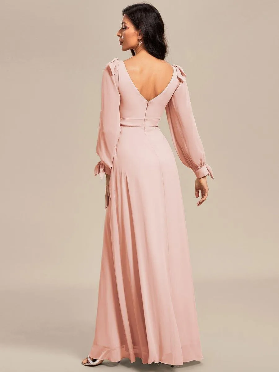 Robe invitée mariage à manches fendues et dos nu