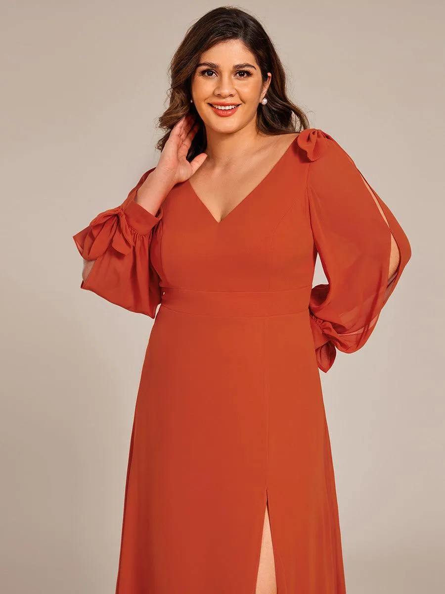 Robe invitée mariage à manches fendues et dos nu