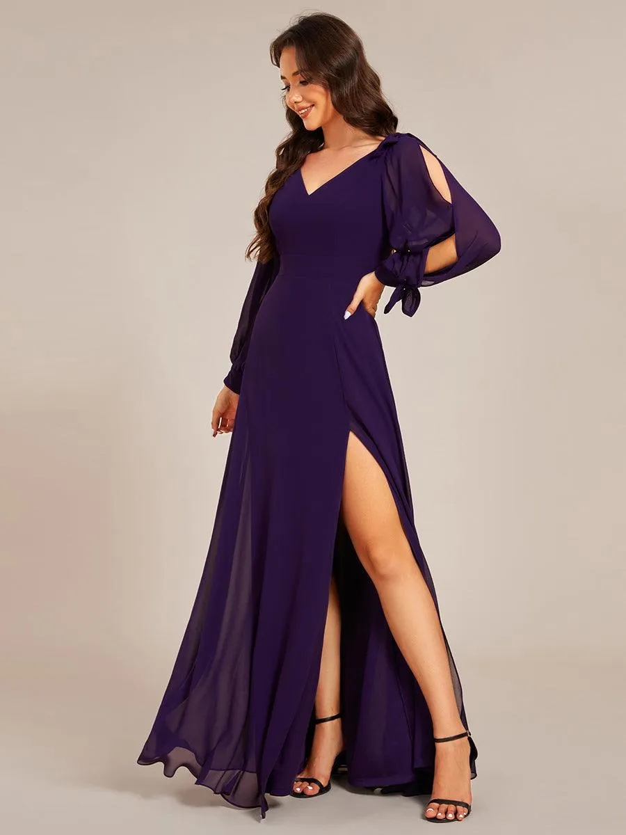 Robe invitée mariage à manches fendues et dos nu