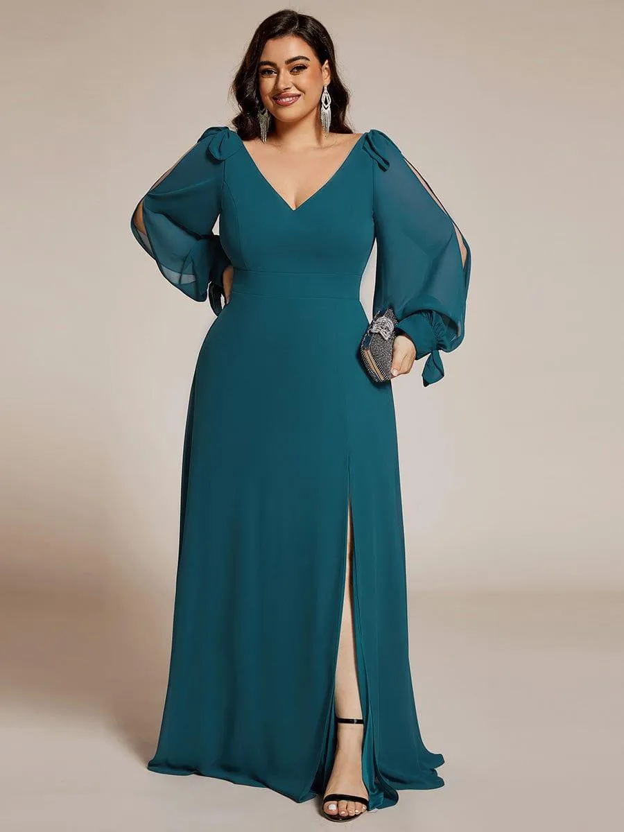 Robe invitée mariage à manches fendues et dos nu