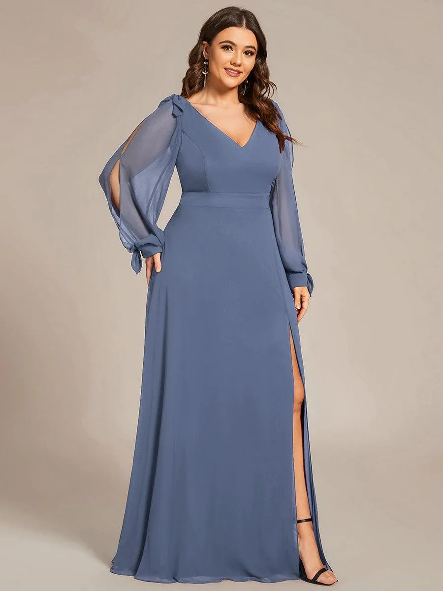 Robe invitée mariage à manches fendues et dos nu