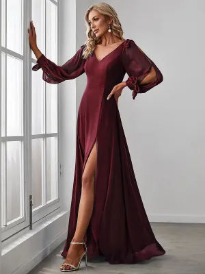 Robe invitée mariage à manches fendues et dos nu