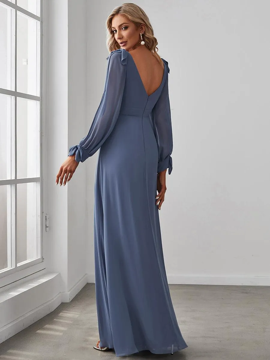 Robe invitée mariage à manches fendues et dos nu