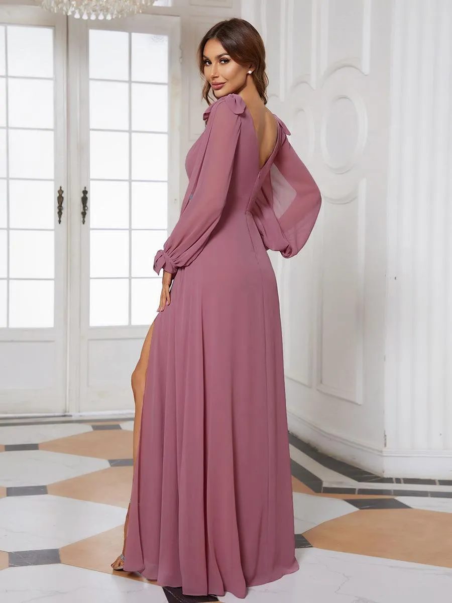 Robe invitée mariage à manches fendues et dos nu