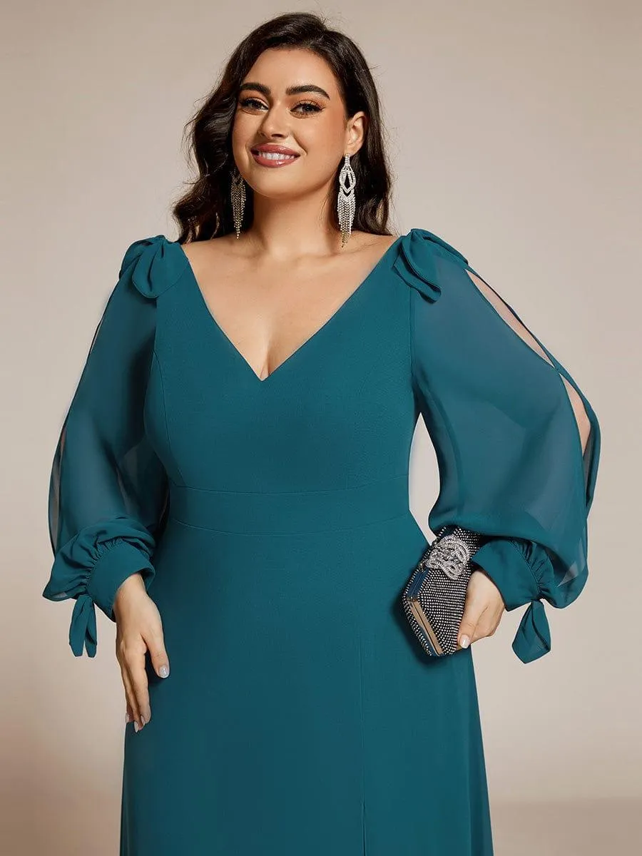 Robe invitée mariage à manches fendues et dos nu