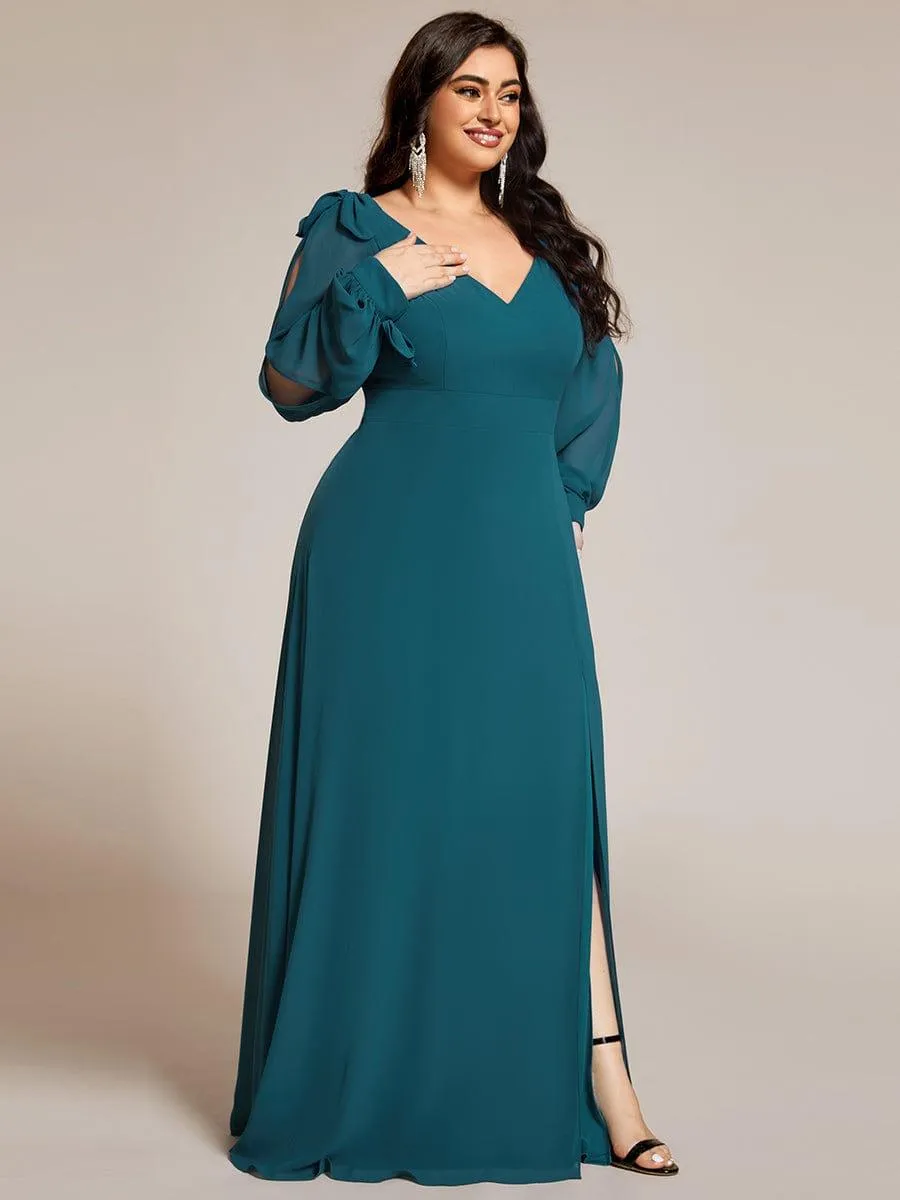 Robe invitée mariage à manches fendues et dos nu