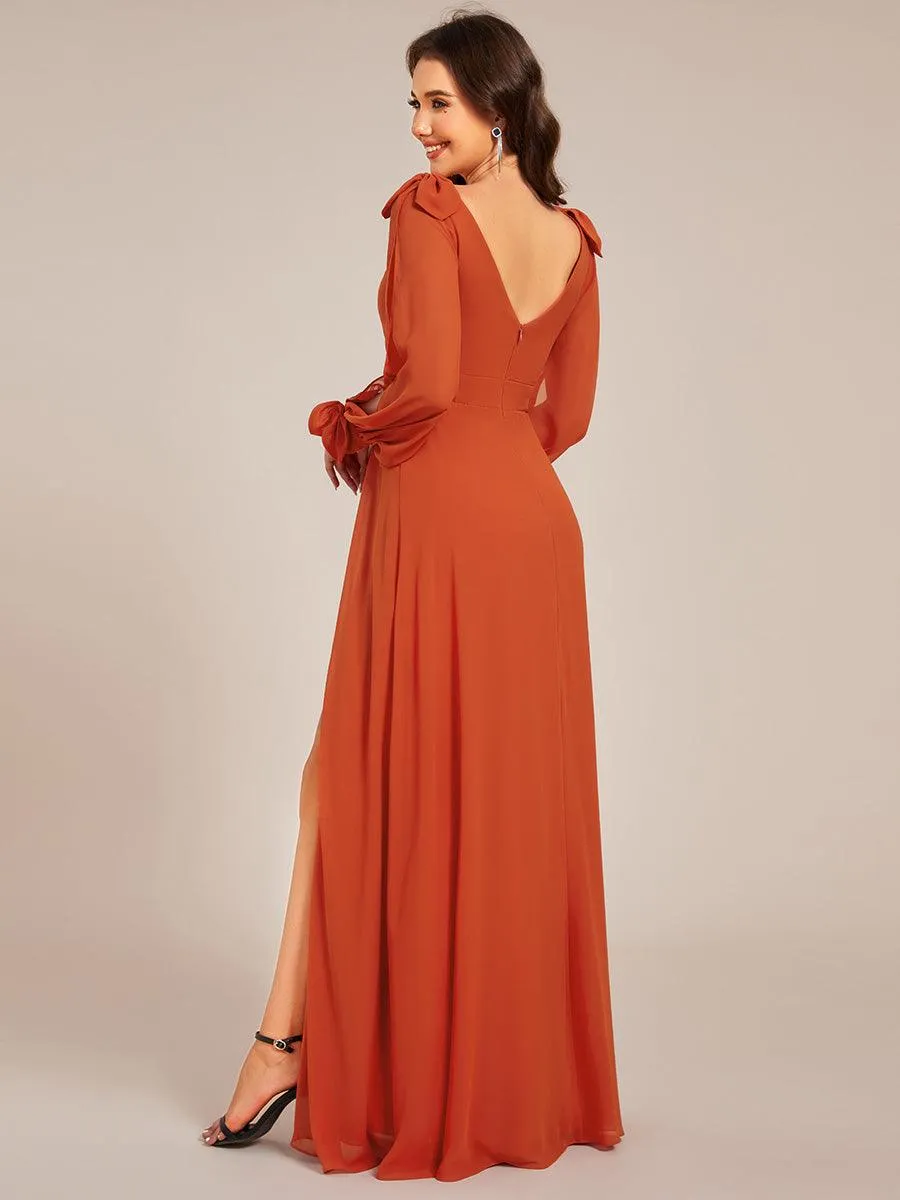 Robe invitée mariage à manches fendues et dos nu