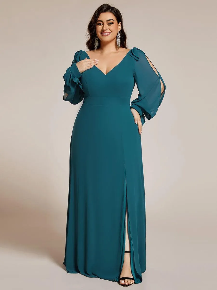 Robe invitée mariage à manches fendues et dos nu