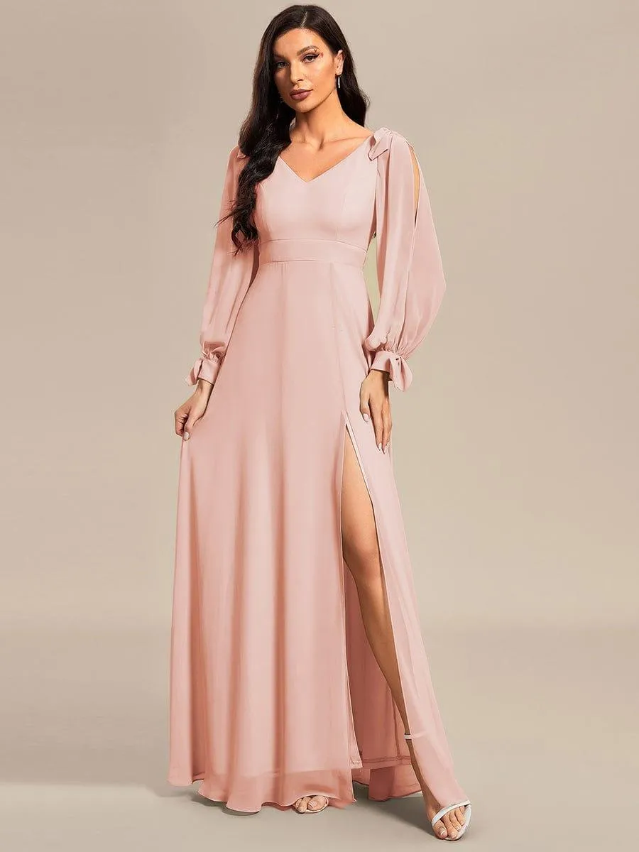 Robe invitée mariage à manches fendues et dos nu