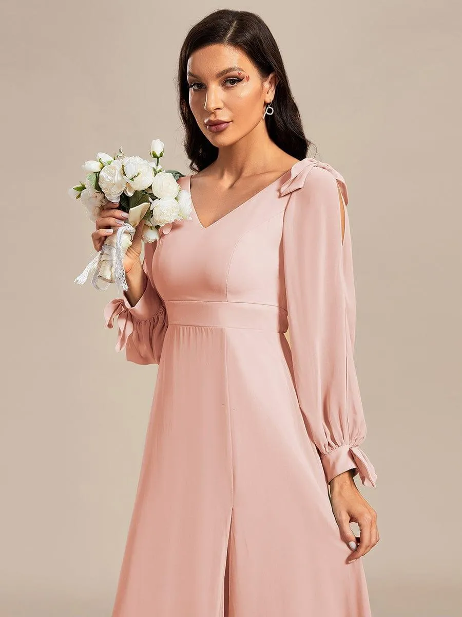 Robe invitée mariage à manches fendues et dos nu