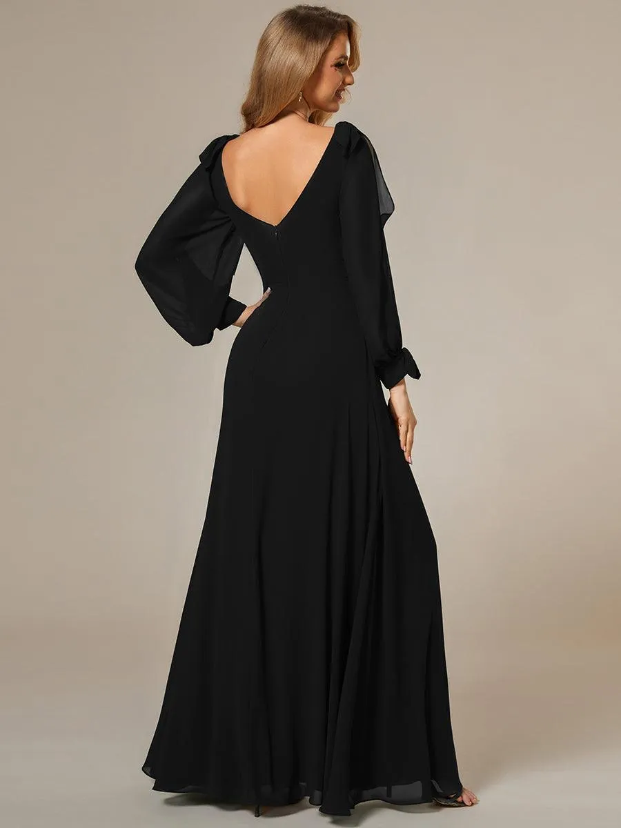 Robe invitée mariage à manches fendues et dos nu