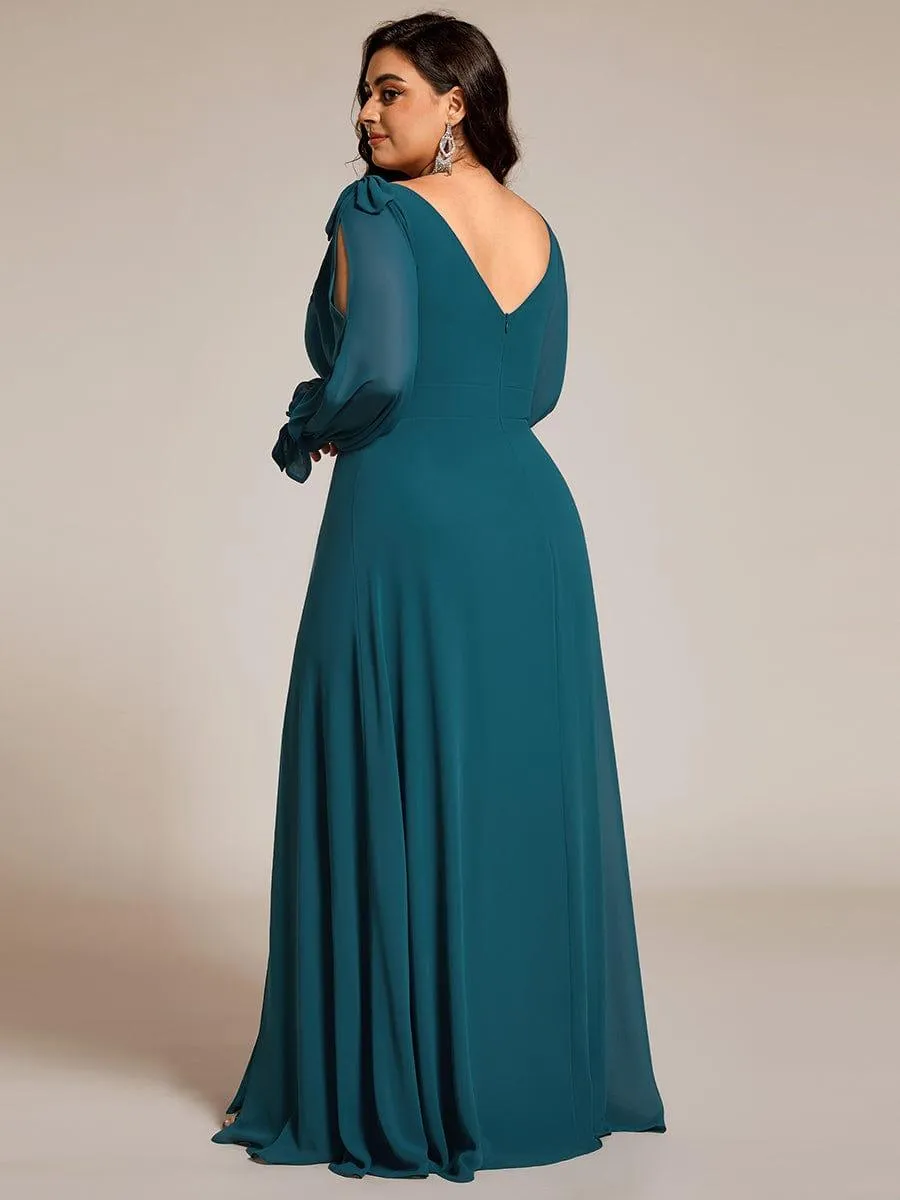 Robe invitée mariage à manches fendues et dos nu