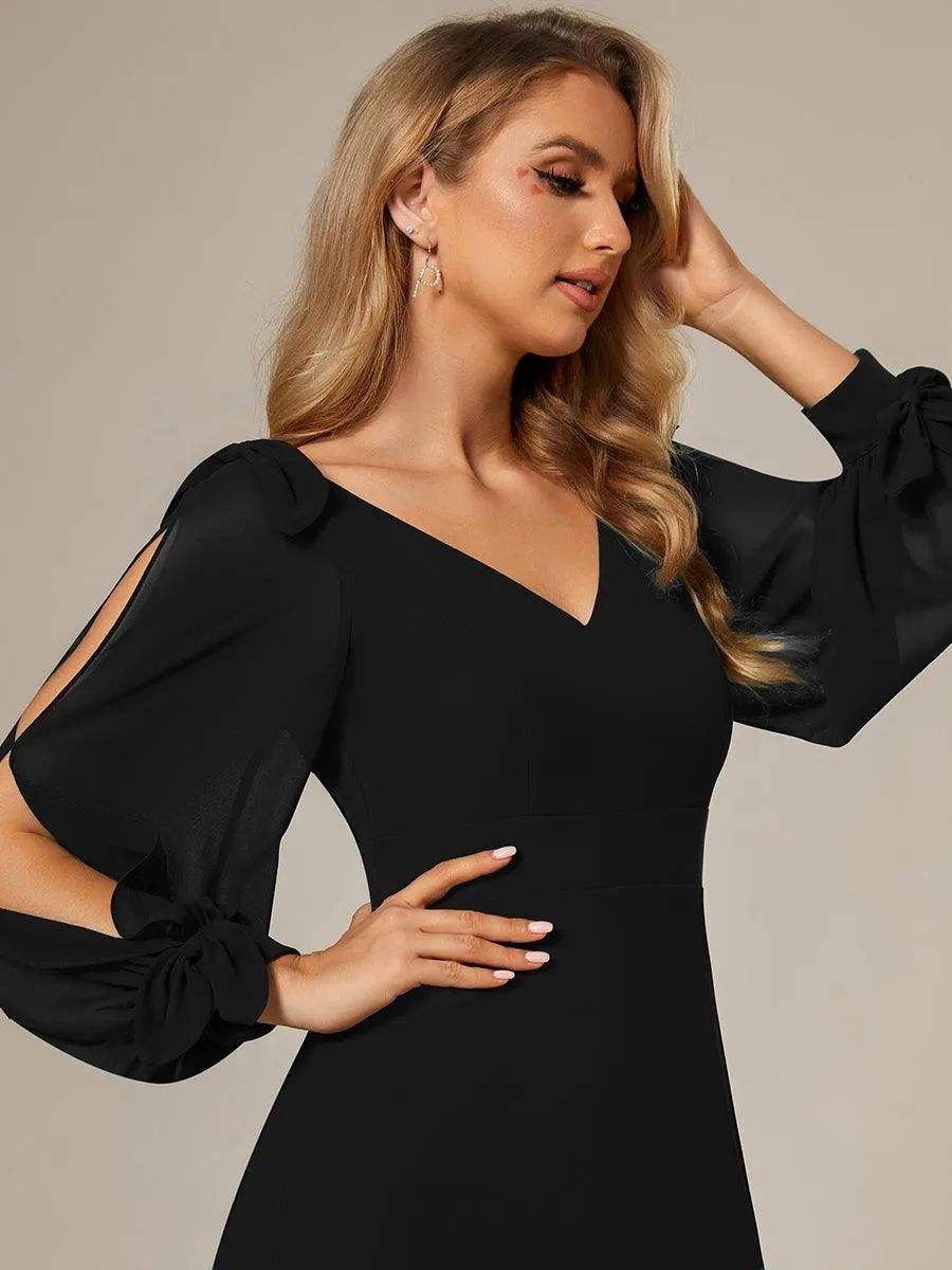 Robe invitée mariage à manches fendues et dos nu