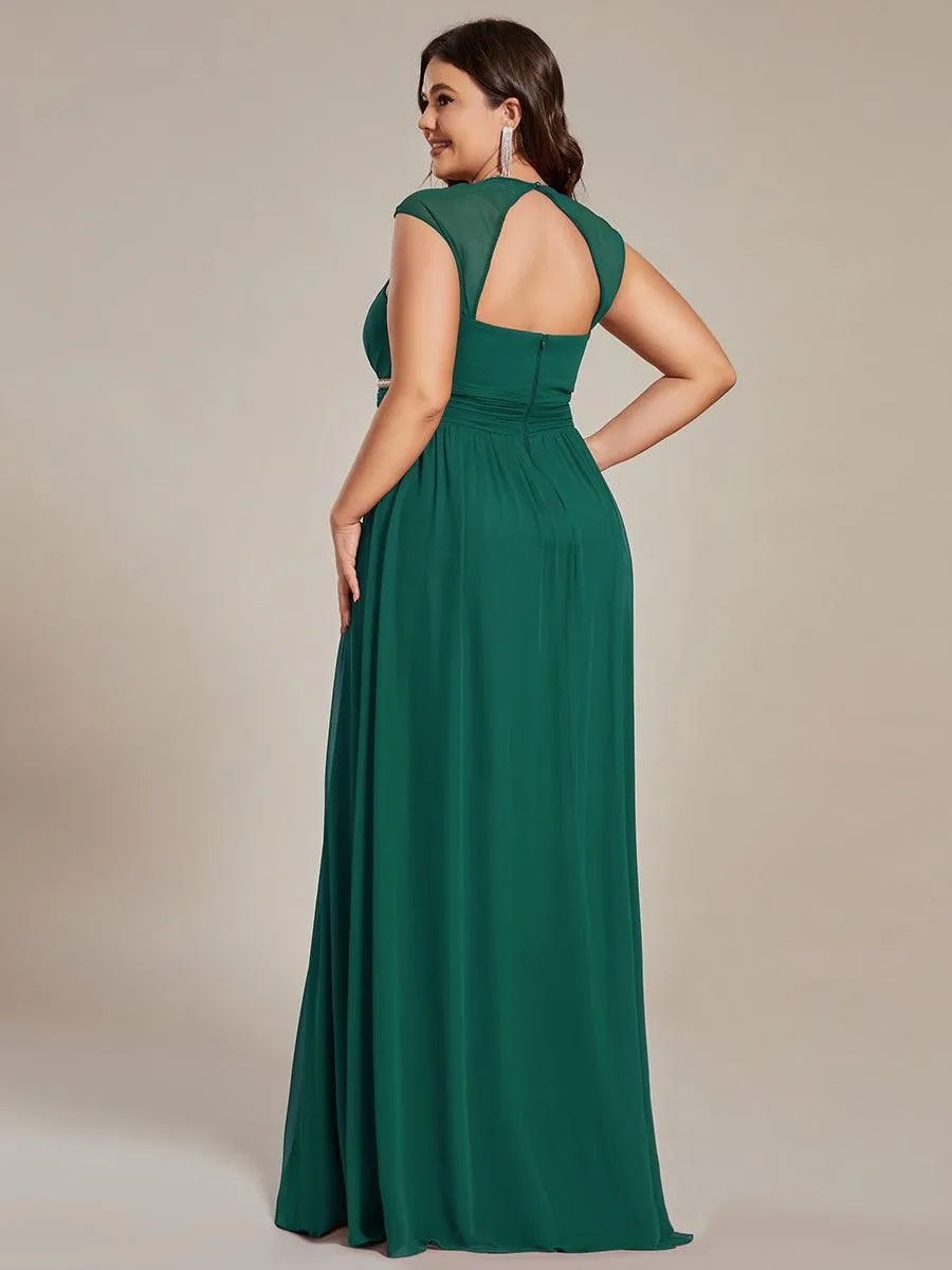 Robe longue de demoiselle d'honneur froncée à col en V