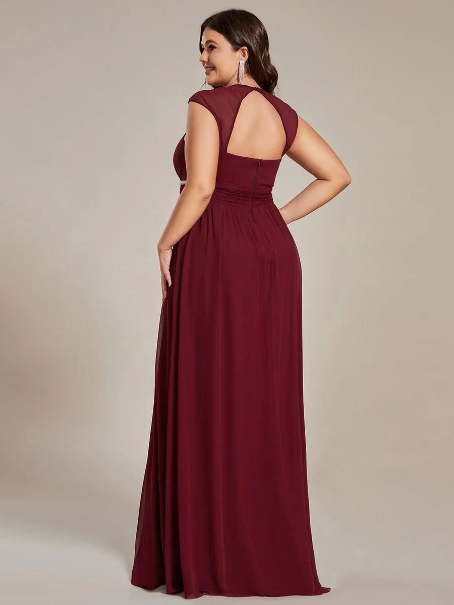 Robe longue de demoiselle d'honneur froncée à col en V