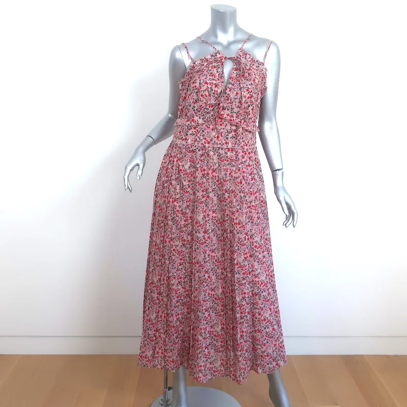 Robert Rodriguez Pleated Midi Dress Cayana Pink Vine Floral Print Size 8 NEW