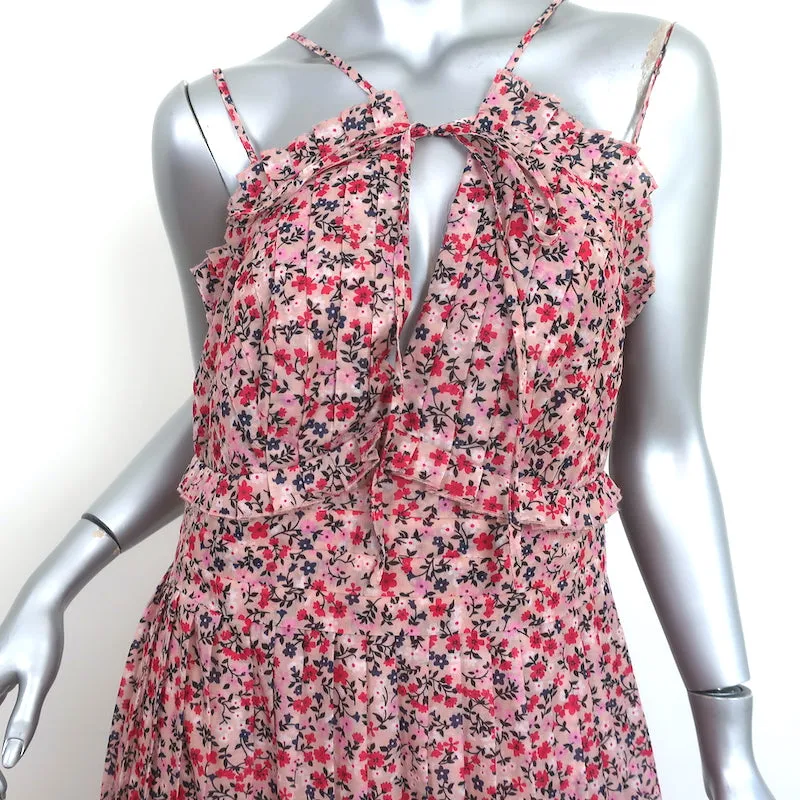 Robert Rodriguez Pleated Midi Dress Cayana Pink Vine Floral Print Size 8 NEW