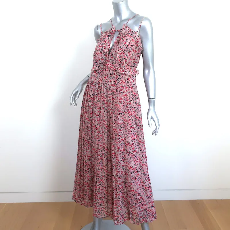 Robert Rodriguez Pleated Midi Dress Cayana Pink Vine Floral Print Size 8 NEW