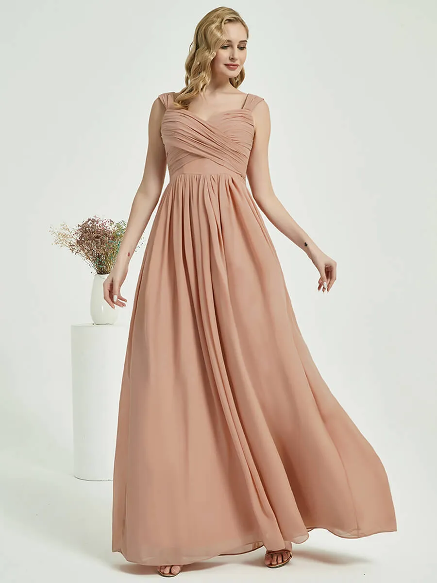 Royal Purple Sweetheart Backless V-Neck Chiffon Maxi Bridesmaid Dress