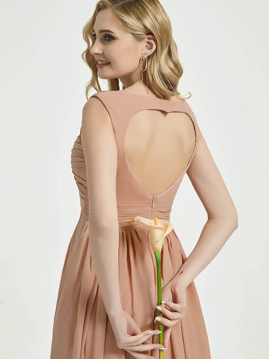 Royal Purple Sweetheart Backless V-Neck Chiffon Maxi Bridesmaid Dress