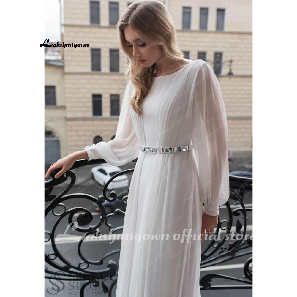 Roycebridal Beach Wedding Dresses Full Sleeve Boho Bridal Gowns Chiffon